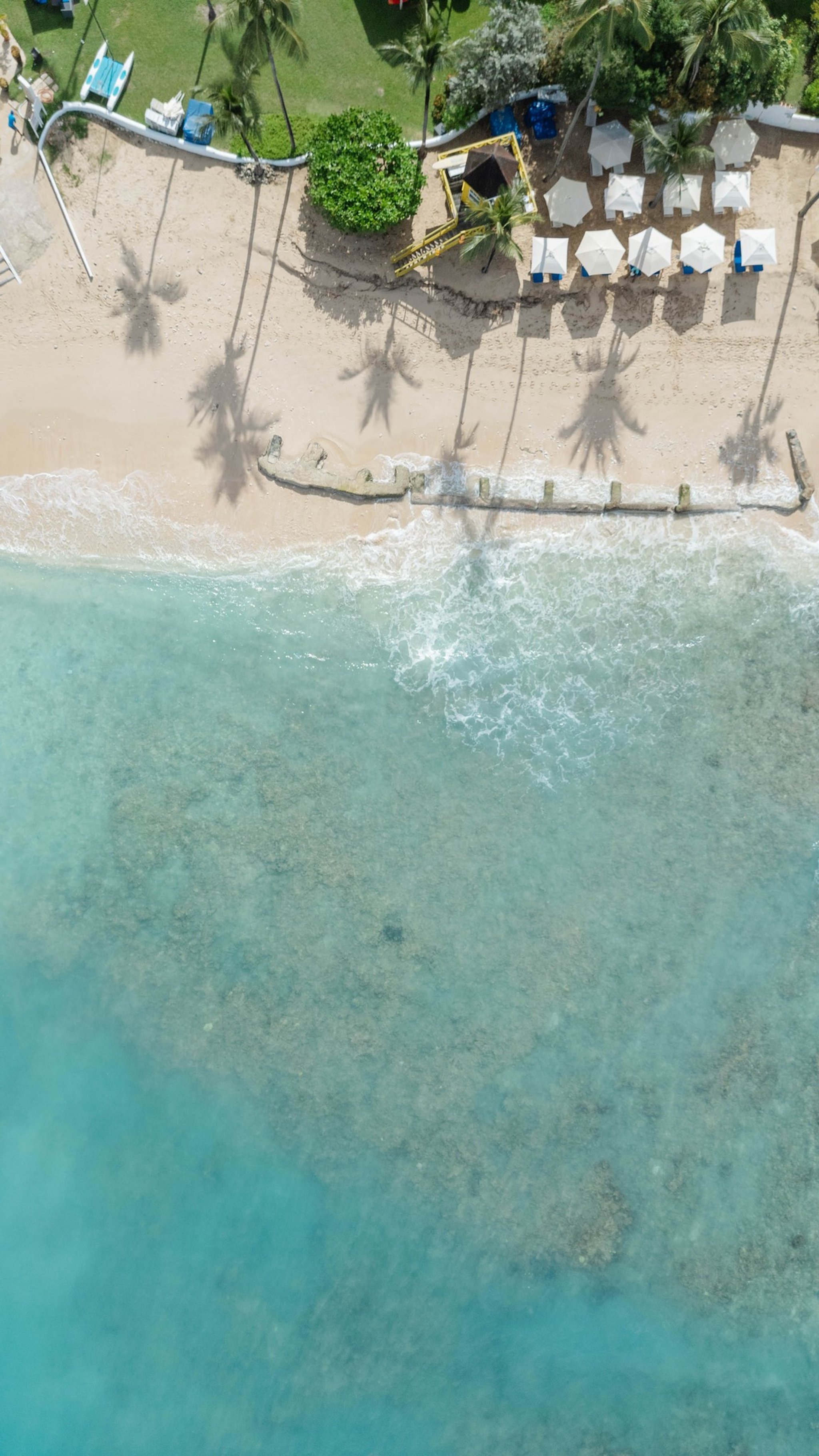 Turquoise Caribbean sea and white sand on Barbados' west coast